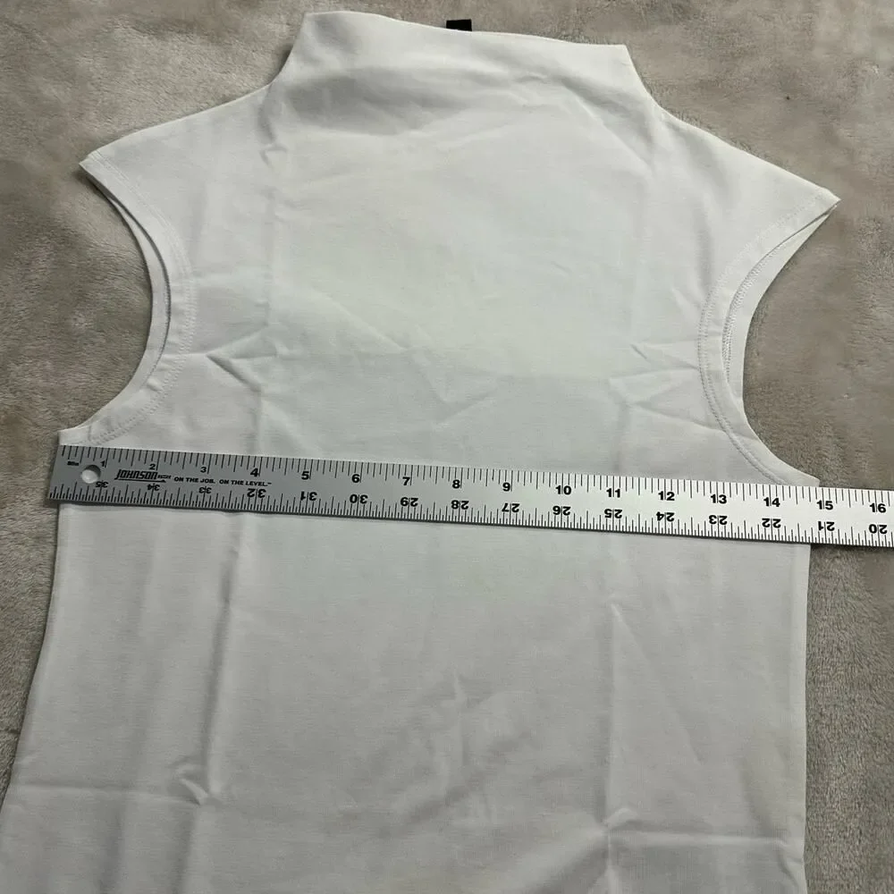 .Crew Fitted Mockneck Tank Top Women's XS White Stretch Cotton Blend NWT